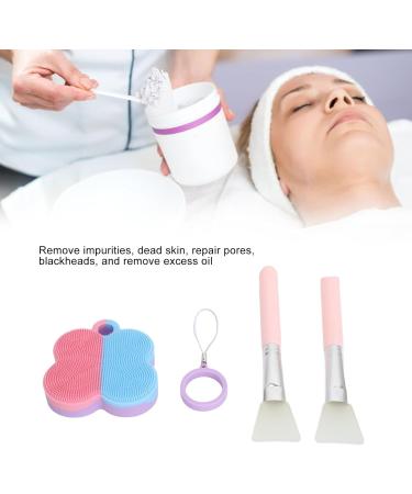 Silicone Face Cleanser Set Pink Blue Face Brush Tools Skin Care Products with Hanging Ring + Brush Set - Buy Online on GoSupps.com