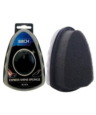 Birch Express Shoe Shine Sponge Shoe Polish Sponge Gives Instant Gloss For Leather Shoes Boots Bags Birch Perfect Shine (Black)