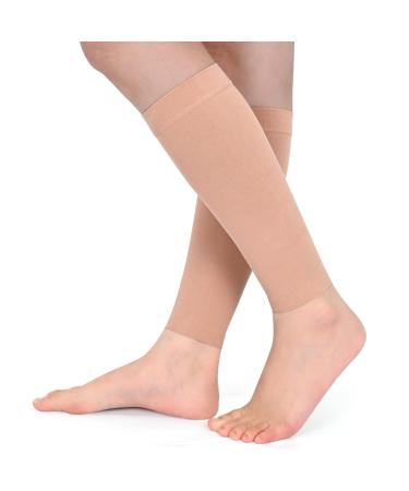 Evolyline calves Medical compression stockings women & men 20-30 mmHg without foot calves compression calf bandage thrombosis socks for shinbone varicose veins edema gradient compression beige l