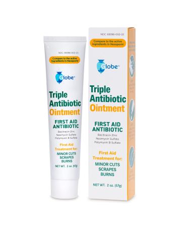 Globe (2 oz Triple Antibiotic First Aid Antibiotic Ointment  24-Hour Infection Protection  Wound Care Treatment for Minor Scrapes  Burns and Cuts (2 oz Tube)