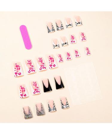 Glossy Duck Shape Press-On Nails - Medium Acrylic French False Nails with Designs & Charms for Women | A30411 - Buy Online on GoSupps.com
