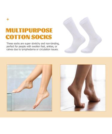 Healvian Long Diabetic Socks - 2 Pairs Anti-Odor Crew Sports Socks for Elderly Nursing - White for Women and Men - Buy Online on GoSupps.com