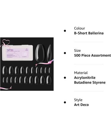 500Pcs Clear Short Ballerina False Nails Tips | Nail Glues for Acrylic & Dip Powder Nails | DIY Home Nail Art - Beetles - Buy Online on GoSupps.com