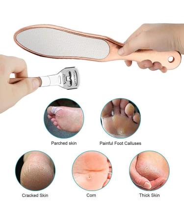 Professional Hornhaut Hobel Set - Stainless Steel Double-Sided Foot File for Hard & Cracked Skin | Rose Gold Foot Care Tool - Buy Online on GoSupps.com