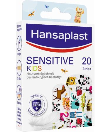 Hansaplast children's plaster sensitive (20 strips) wound pavement with cute animal motifs for cheering up painless plaster set 20 pieces (1 Pack) sensitive - Buy Online on GoSupps.com