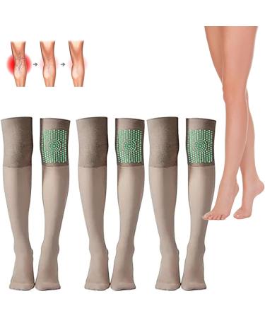 VACSAX Long Tube Silk Stockings Mugwort Acupressure Stretch Socks. 3PCS-Brown