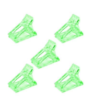 5 Pcs Polygel Nail Clips Nail Tips Clip for Quick Building Gel Transparent Nail Clamps Nail Art Tool Clip Green