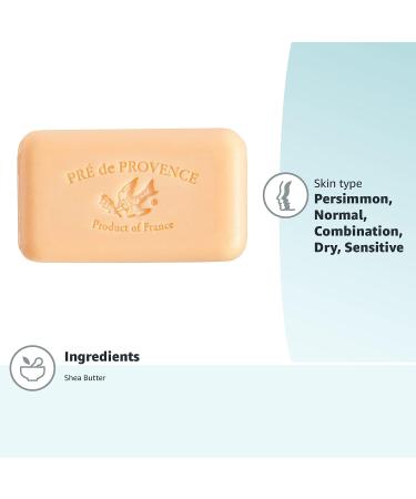 Pre de Provence Persimmon Artisanal Soap Bar - 5.3 Ounce - Enriched with Organic Shea Butter - Natural French Skincare - Quad Milled for Rich, Smooth & Moisturizing Lather - Pack of 1 - Buy Online on GoSupps.com
