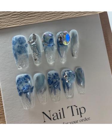 Handmade armor wearing and hand drawn glitter diamond detachable fake nails (Size : L) 1 count (Pack of 1) - Buy Online on GoSupps.com