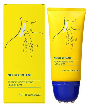 Nascence Neck Firming Cream with Roller Anti-Aging Neck & Chest Cream with Multi-Peptide Collagen Hyaluronic Acid Carnosine Ceramide Hydrating & Tightening & Lifting Cream (yellow-01)