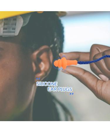 10 Pcs Safety Silicone Ear Plugs - Soft Hearing Protection with Cord - Noise Reduction for Work Home & Sleep - Blue & Orange - Buy Online on GoSupps.com