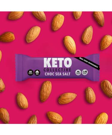 Keto Collective Keto Bars - NEW RECIPE - 15x40g | Low Carb, High Fibre, Vegan Snack Bar | Choc Sea Salt Flavor - Buy Online on GoSupps.com