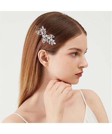 2 Pcs Rhinestone Hair Clips Shining Hair Barrettes Bridal Hair Barrettes Pins Leaf Wedding Hairpin Bride Pearl Crystal Hair Clips Silver Rhinestone Barrette Elegant Bridal Hair Accessories - Buy Online on GoSupps.com