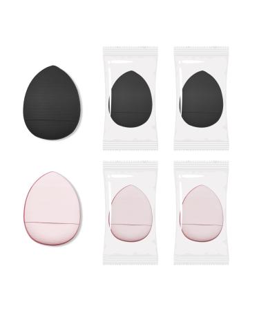 Andiker 6Pcs Finger Powder Puff Drop-Shaped Make Up Sponges Reusable Mini Powder Puff Wet Dry Makeup Tool for Foundation Concealer Cosmetic Cosmetic Sponge for Women Girls (black+pink A)