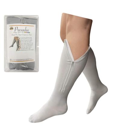 Closed Toe Gray 15-20 mmHg Zipper Compression Calf Circulation Leg Sock 4XL Gray