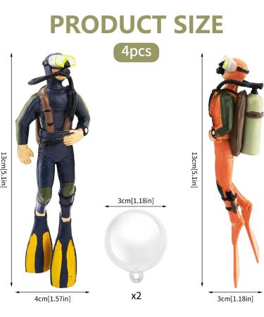 BEKECIDI 2-Pack Aquarium Decorations - Small Divers & Floating Trailer for Creative Sea Landscape - Blue & Orange - Buy Online on GoSupps.com