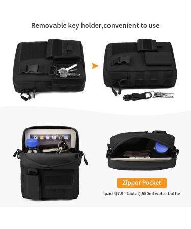 HUNDVP Tactical Shoulder Bag | Molle Military Crossbody Bag | Waterproof Army Messenger Bag for Outdoor Sports & Camping (Black) - Buy Online on GoSupps.com