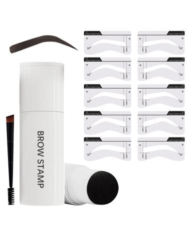 Eyebrow Stamp Stencil Kit- Eyebrow Stamp Pomade Waterproof with 2 pairs Thin Stencils 3 pairs Thick Stencils (Dark Brown) Dark Brown B