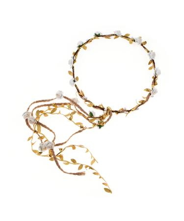 Dazzling Ivory and Gold Floral Wreath Headband - Perfect for Photo Props - Buy Online on GoSupps.com