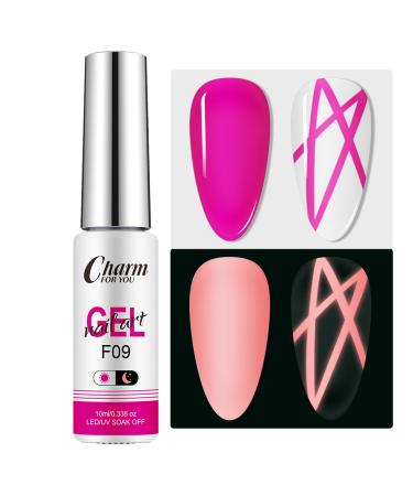 Gel Liner Nail Art Hot Pink Gel Nail Polish Glow in The Dark Soak Off UV Led Nail Polish Gel Neon Fluorescent Drawing Painting Nail Art Polish Manicure DIY at Home Fluorescent Hot Pink