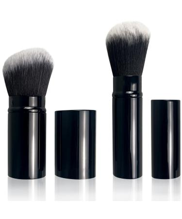 Retractable Kabuki Makeup Brush Angled Travel Powder Blush Brush with Cover for Multifunctional Cosmetic Applications