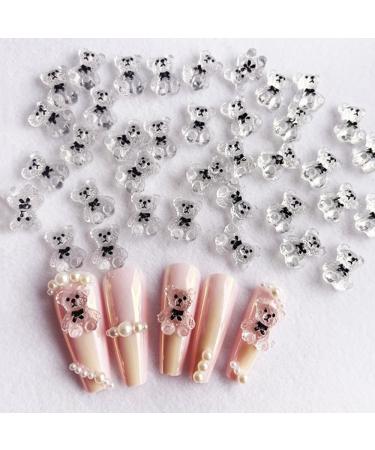 20 pieces of street stones nails loop nail art charms cross-nail trailer for nails bear butterfly nail no gemstones for nail design nail accessories DIY handicrafts (bear (transparent color)))