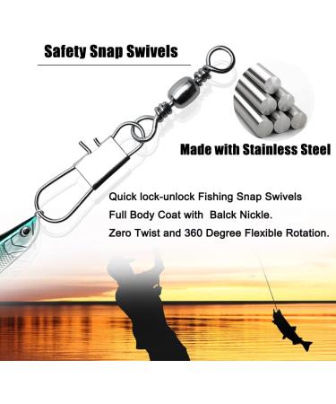 50/250pcs Fishing Barrel Swivels with Safety Snaps Swivel Stainless Steel High Strength Interlock Snap Swivels Rolling Connector Black Nickel Solid Ring Freshwater Fishing Tackles Accessories #10_30Lb_50 pcs - Buy Online on GoSupps.com