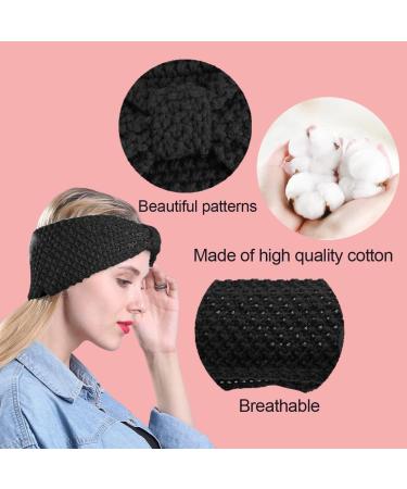 Winter Knitted Headband Women Knit Headbands Crochet Braided Headband Elastic Head Wraps Cable Thick Headband Ear Warmer Hair Accessories for Women Girls(Black) - Buy Online on GoSupps.com
