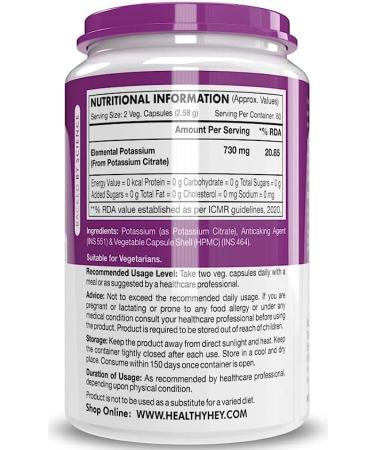 Potassium Citrate Supplement - 120 Veg Capsules | Essential Mineral for Heart & Muscle Health - Buy Online on GoSupps.com