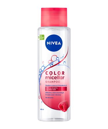 NIVEA Pure Color Micellar Shampoo for Colored Hair, 400 ml (Pack of 2) - Gently cleanses hair without drying, protects for up to 8 weeks after coloring, smoothes the scalp, moisturizes