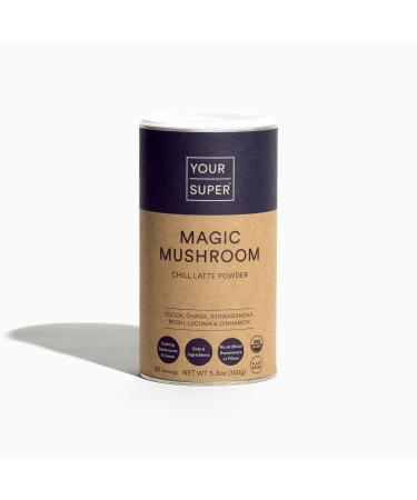 Your Super Magic Mushroom Superfood Powder   Mushroom Supplement for Natural Calm  Brain Health  and Immune Support  Made with Organic Ashwagandha  Lucuma  Reishi  and Chaga Powder (30 Servings)