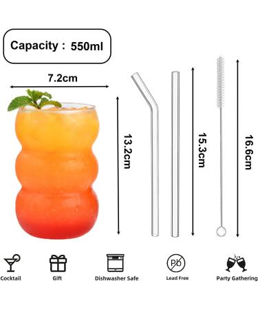 Alink Bubble Glass Set - 4 Ribbed 550ml Drinking Glasses for Latte Macchiato Iced Coffee & Cocktails | Elegant Wave Design - Buy Online on GoSupps.com
