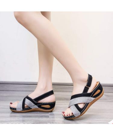 Creev Open women's sandals high-quality orthopedic sandals synthetic leather summer vintage flip-flops breathable non-slip platform shoes (3 37 EU) 3 38 EU