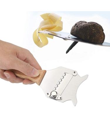 GOTOTOP stainless steel truffle cutter chocolate cheese razor with adjustable blade and wooden handle for kitchen cake chocolate casserole