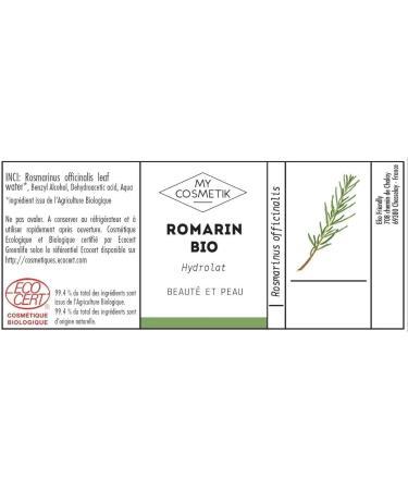 MY COSMETIK Organic Rosemary Hydrosol Flower Water Certified Ecocert Organic Cosmetics Made in France Regulates sebum purifies skin and hair 500 ml - Buy Online on GoSupps.com
