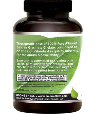 Emerald Laboratories Pure Albion Zinc 25 mg - 90 Veggie Caps for Immune Support - Buy Online on GoSupps.com