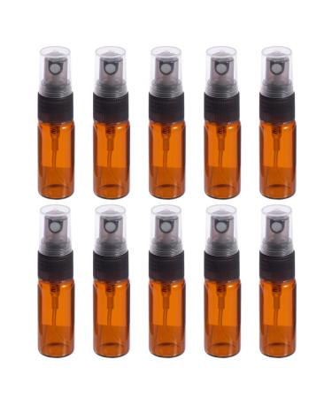 Beaupretty 10pcs Empty Brown Glass Spray Bottle with Atomizer Mist Sprayers for Essential Oils Perfume Cosmetics (5ml Light Brown)