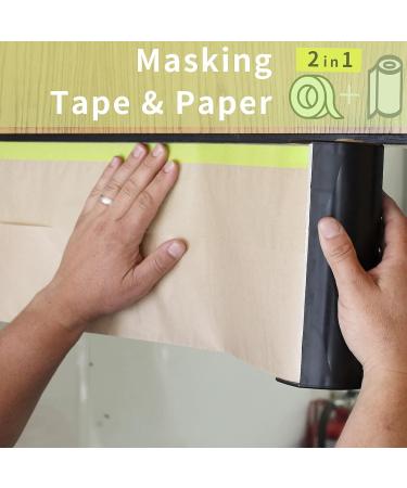 Pre-Taped Masking Paper for Painting - 12x50' - 2 Rolls | Painters Paper for Skirting, Frames, Cars | Adhesive Protective Paper Roll - Buy Online on GoSupps.com