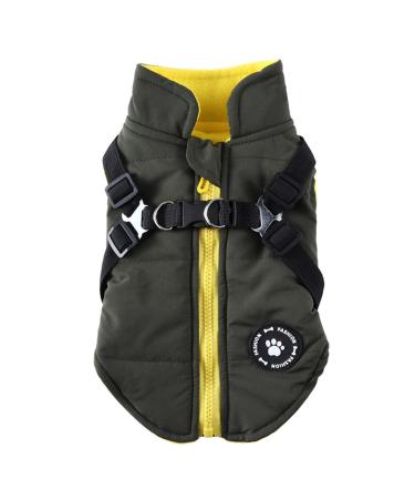 Dog Warm Coats Jackets Dog Harness and Coat Zipper 2 in 1 Winter Jacket No Pull Dog Vest Harness Outfit Coats for Puppy Small Medium Dogs (X-Large Green) XL:Chest:49cm/19.2in Back Length:37cm/14.5in Green