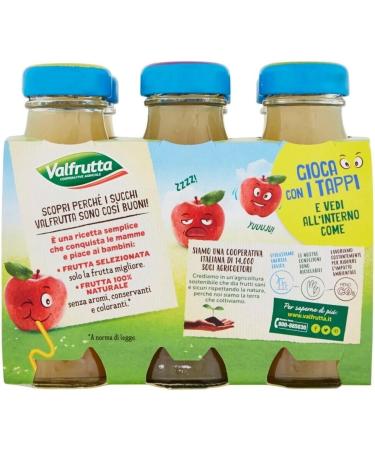 Valfrutta Succhi di Frutta Mela Lot de 48 bouteilles jetables en verre 100 % jus de fruits avec pomme italienne boisson sans alcool 125 ml + 1 bo te de th glac San Benedetto au citron sans sucre - Buy Online on GoSupps.com