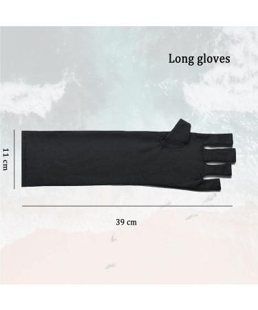 Tongyend UV Gloves for Gel Nails UV Nail Lamp Manicure Dryer Professional Nail Art Skin Care Fingerless Gloves to Protect Hands from UV Light Lamp Dryer for Manicure Dryer Outdoor Use Black long - Buy Online on GoSupps.com