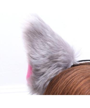 FRCOLOR Fur Cat Ears Headband Fox Ear Headwear Animal Fur Costume Party Head Bands for Women and Girls (Grey) - Buy Online on GoSupps.com