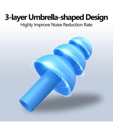 Tonmom Reusable Silicone Ear Plugs - 12 Pairs for Sleeping, Swimming, Concerts - 32dB Noise Reduction - Waterproof - Ideal for Study, Snoring, Work, and Airplanes (Blue) - Buy Online on GoSupps.com
