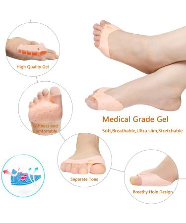 Bunion Corrector Toe Separators with Metatarsal Pads and Ball of Foot Cushions - Soft Gel Toe Straightener for Pain Relief (Nude) - Buy Online on GoSupps.com