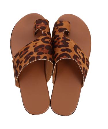 Healifty Womens Sandals Walking Sandals Women 1 Pair of Bunion Sandals Bunion Corrector Flat Shoes Breathable Sandals Orthopedic Toe Flip Flops for Women Fitflops Women Womens Slippers 23.6x8.3x2cm Leopard