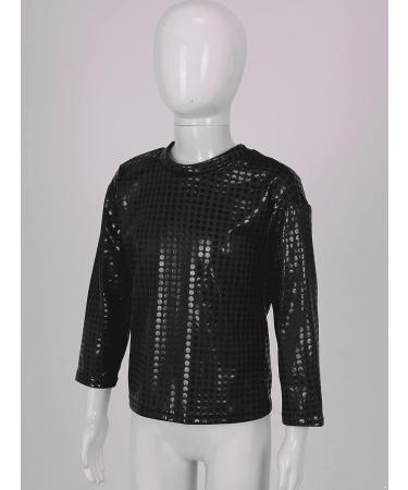 Jhaoyu Kids Shiny Sequins Long Sleeve Dance Top - Black, 9-10 Years - Buy Online on GoSupps.com