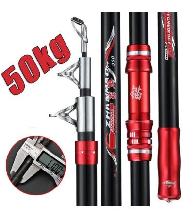 Buy ZwWF 2.4-4.5m Carbon Fishing Rod 50kg Capacity High-Quality Telescopic Fishing Equipment (4.5m Only Rod Off-White) - International Shipping Available - Buy Online on GoSupps.com