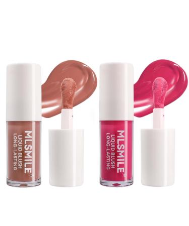 Liquid Blush Makeup Cheek Blush Soft Face Cream Dewy Finish Lightweight Long Lasting Waterproof Natural Look Easy to Use 2 Colors