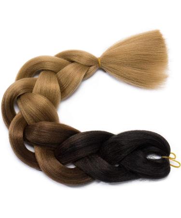 Jumbo Braiding Hair Extensions Colorful Synthetic Hair for DIY Crochet Box Braids Ombre 1Pc 24inch Black to Auburn to Blonde - Buy Online on GoSupps.com