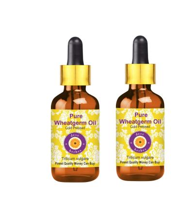 Dev Herbes Pure Wheat germ oil (Triticum vulgarian) with glass dripper natural therapeutic quality cold -pressed (Pack of Two) 100ml x 2 (6.76 oz)